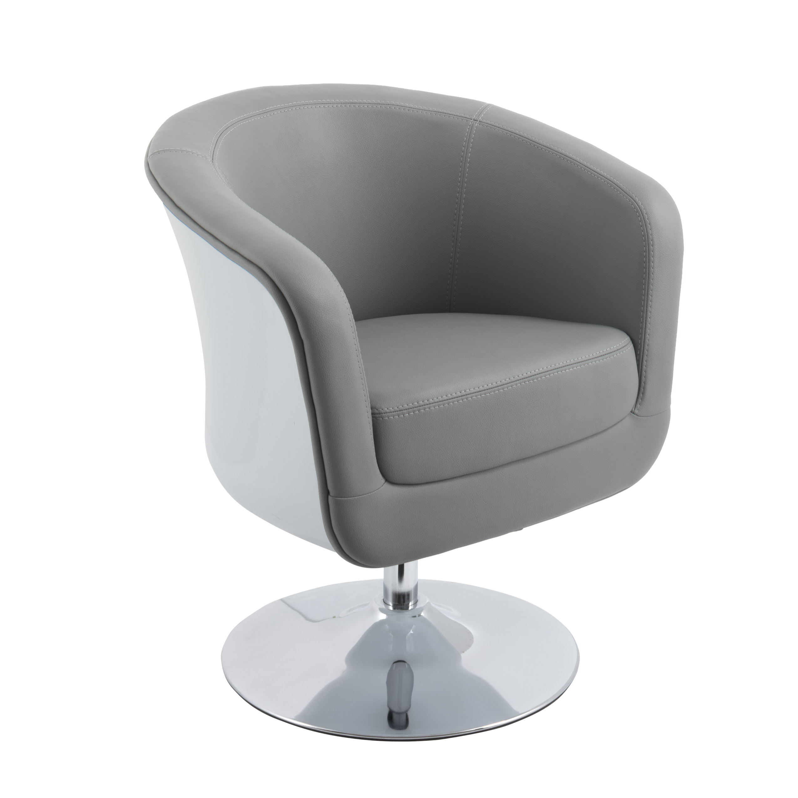 Modern Bonded Leather Tub Chair Grey And White